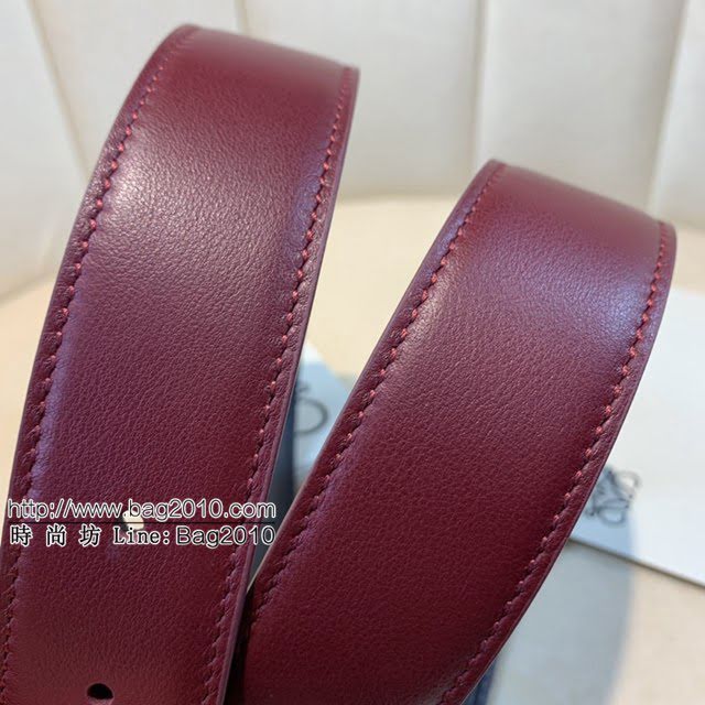 LOEWE女士皮帶 羅意威經典銅扣手掌紋雙面牛皮腰帶  jjp1812